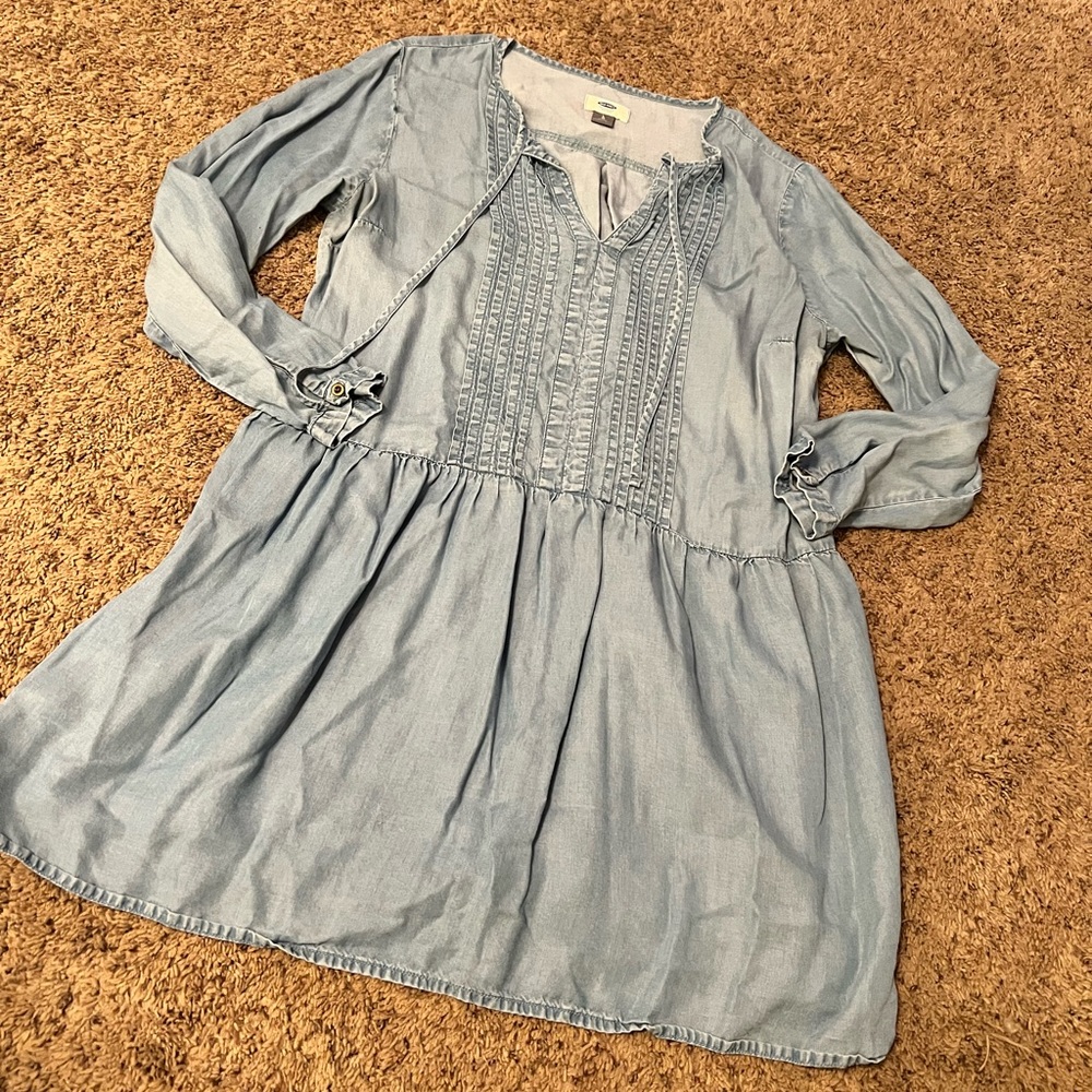 Chambray long sleeve shirt dress (Petite)